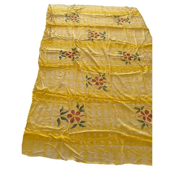 Tie-Dye Floral Embroidered Sarong pareo Wrap full size Cover up Tahiti Bora Bora - Picture 1 of 6